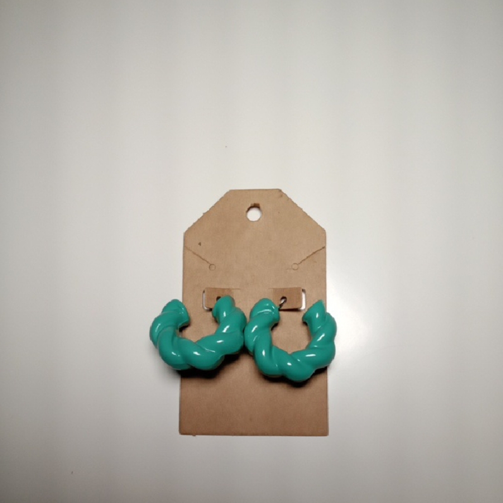 Turquoise Twisted Hoop Earrings